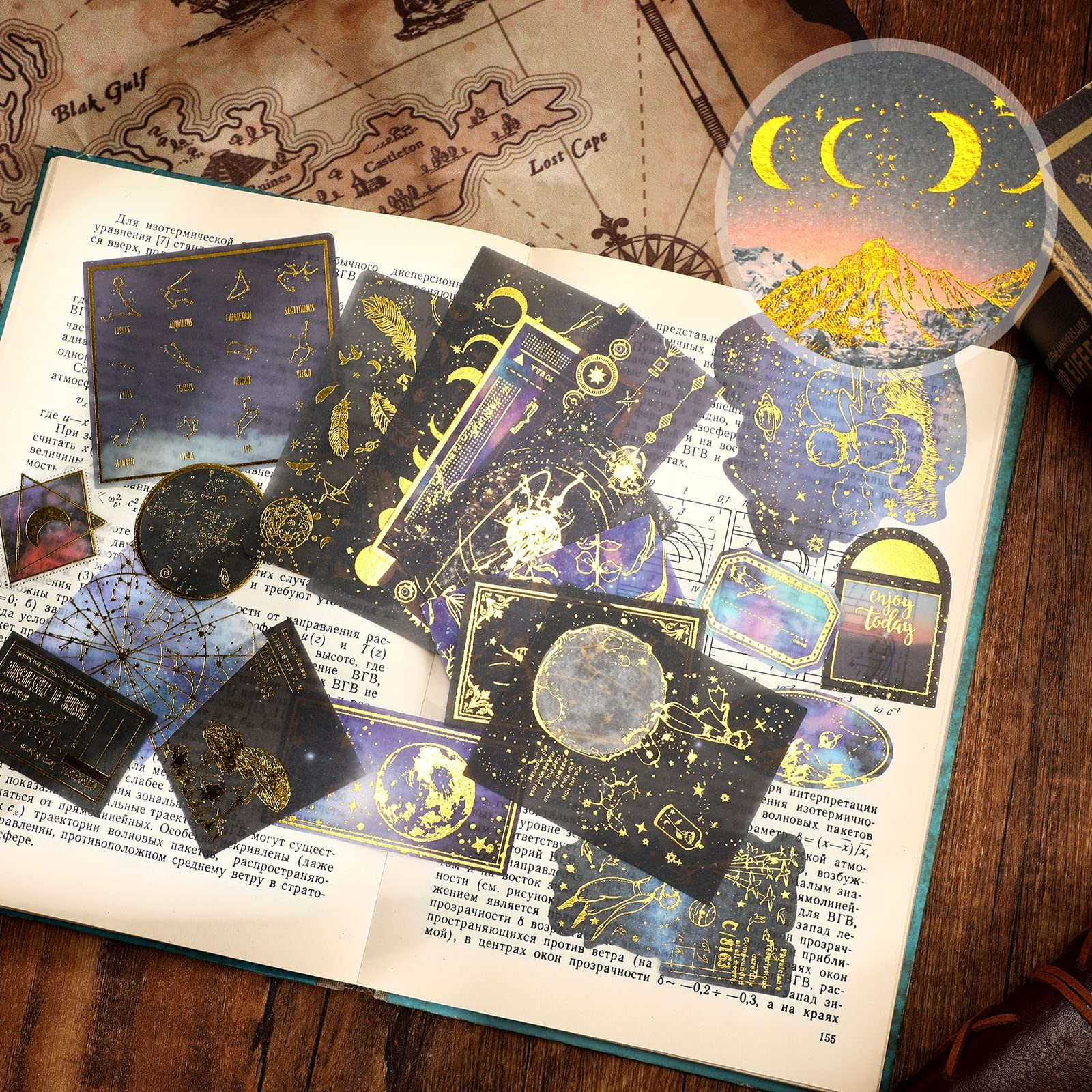 191 Pieces Vintage Astronomy Stickers Celestial Galaxy Planet Space Sticker Set
