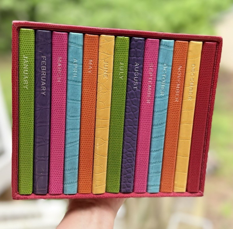 Pottery Barn Leather Multicolored Monthly 12 Journal Books