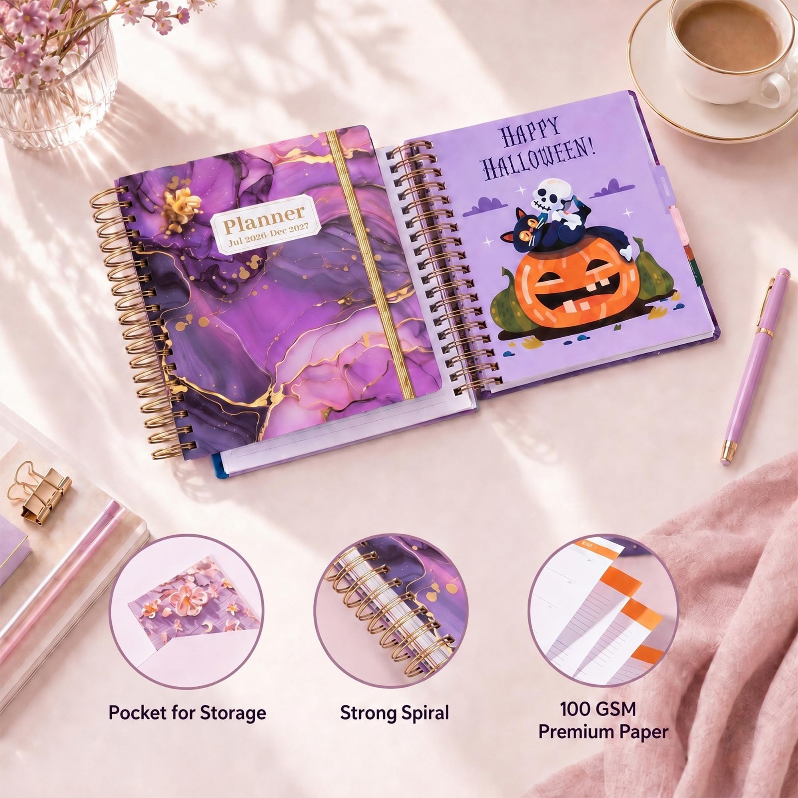 2026-2027 Planner – 18 Month Weekly & Monthly Calendar, Spiral Bound, Purple Mar