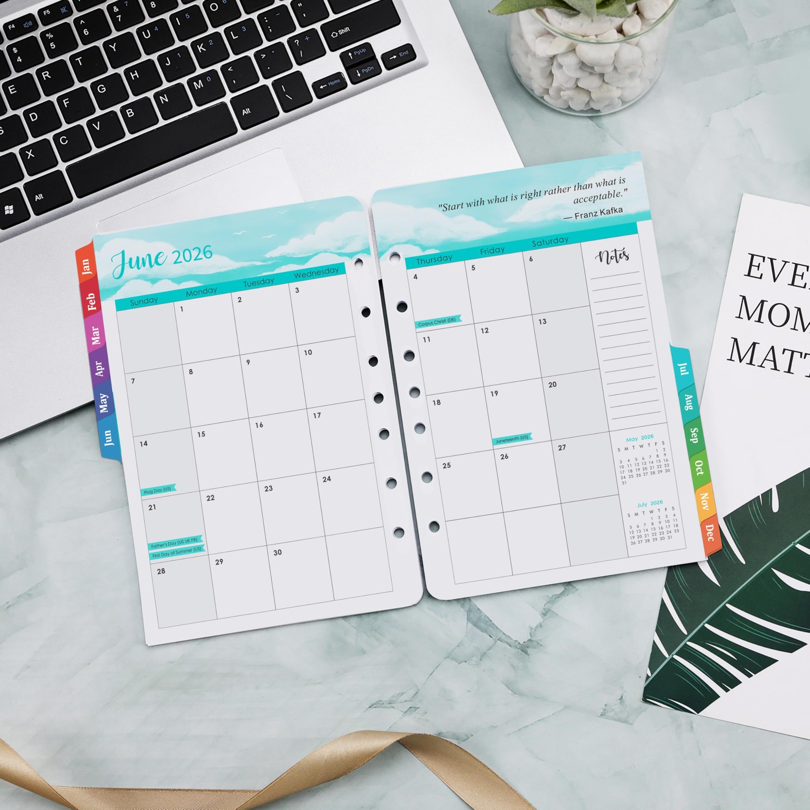 2026 Planner Refills – 2026, JAN 2026 5.5 x 8.5 inches, green