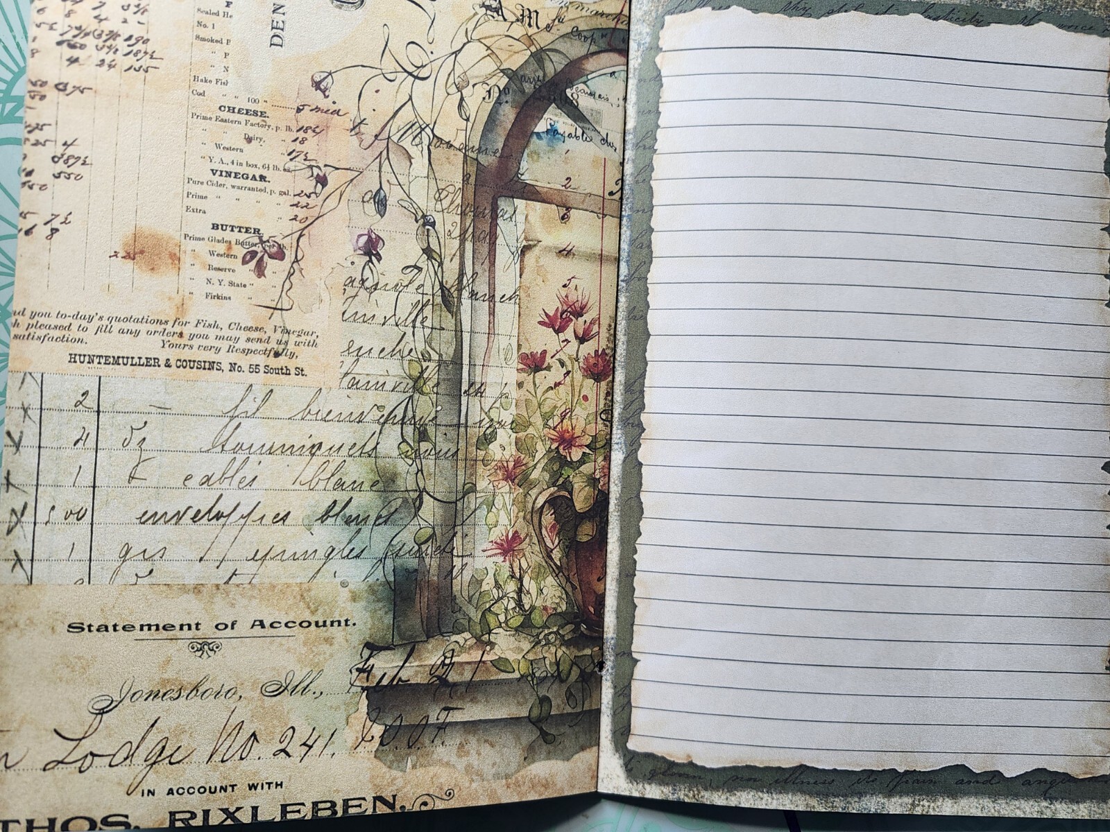 Junk Journal BOOKLET “FLORAL WINDOWS 2” HANDMADE Flowers, European Architecture