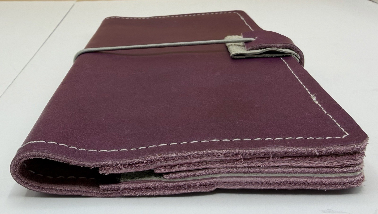 Handcrafted Personal Wide Traveler’s Notebook Purple Leather Silver Folio Cover