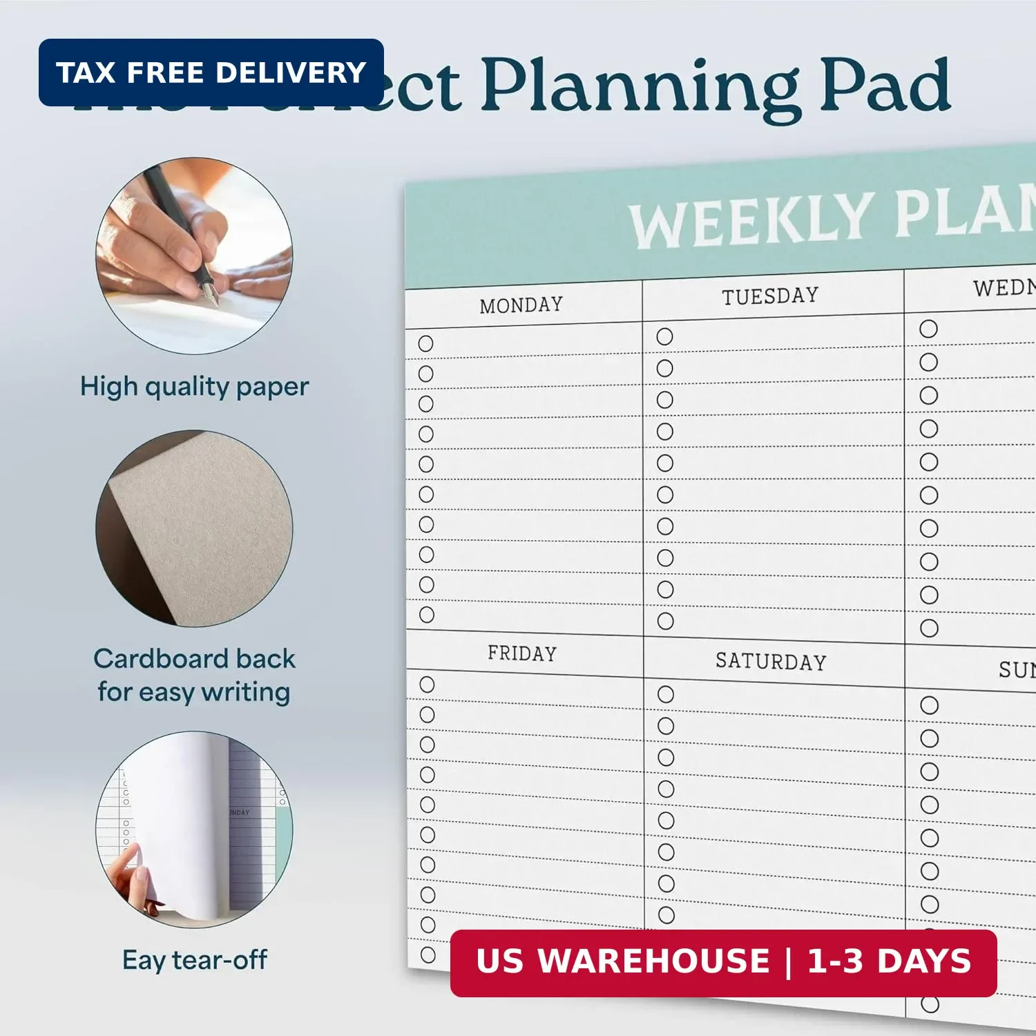 Large Weekly Planning Pad and Matching Notepad, 52 Letter Size Tear-Off Sheets,