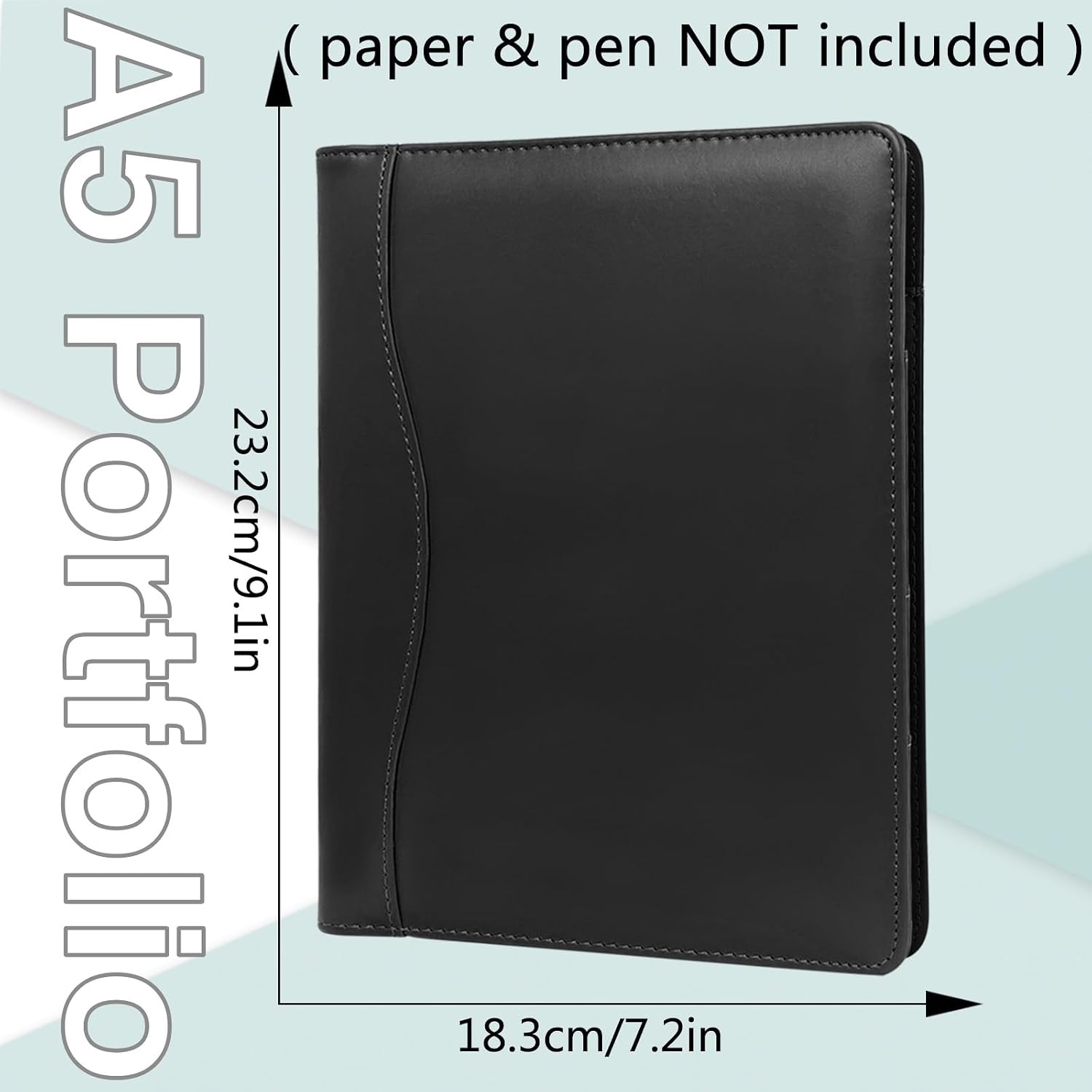Leather Portfolio Binder 5 x 8, Mini Soft Leather Padfolio A5 Business Binder Le