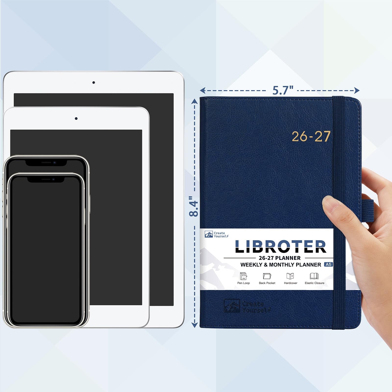 2026-2027 Planner – Academic Weekly Medium, Navy Blue