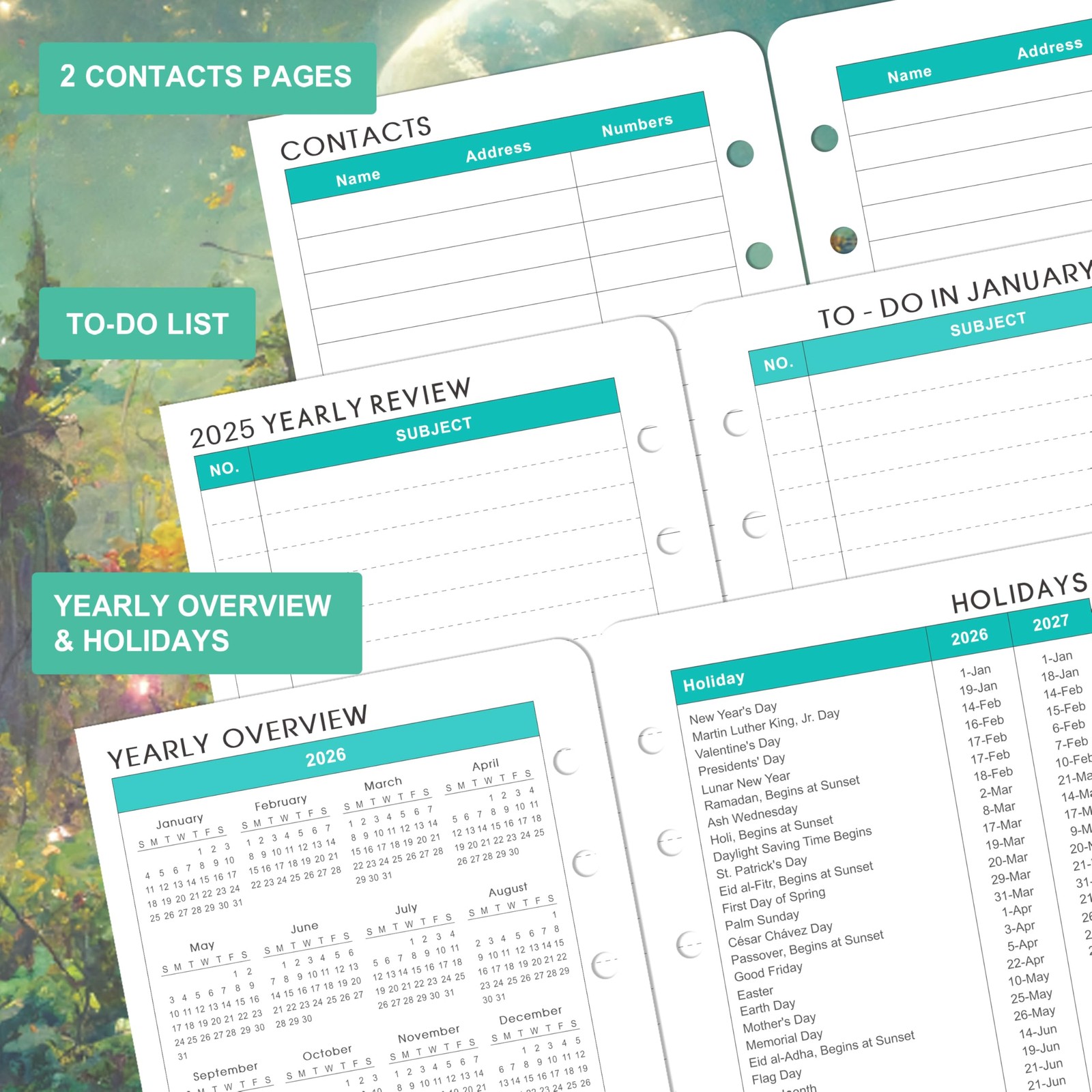 2026 Planner Refills – Planner Refills 2026, JAN 2026 – DEC 2026, 5-1/2″ x