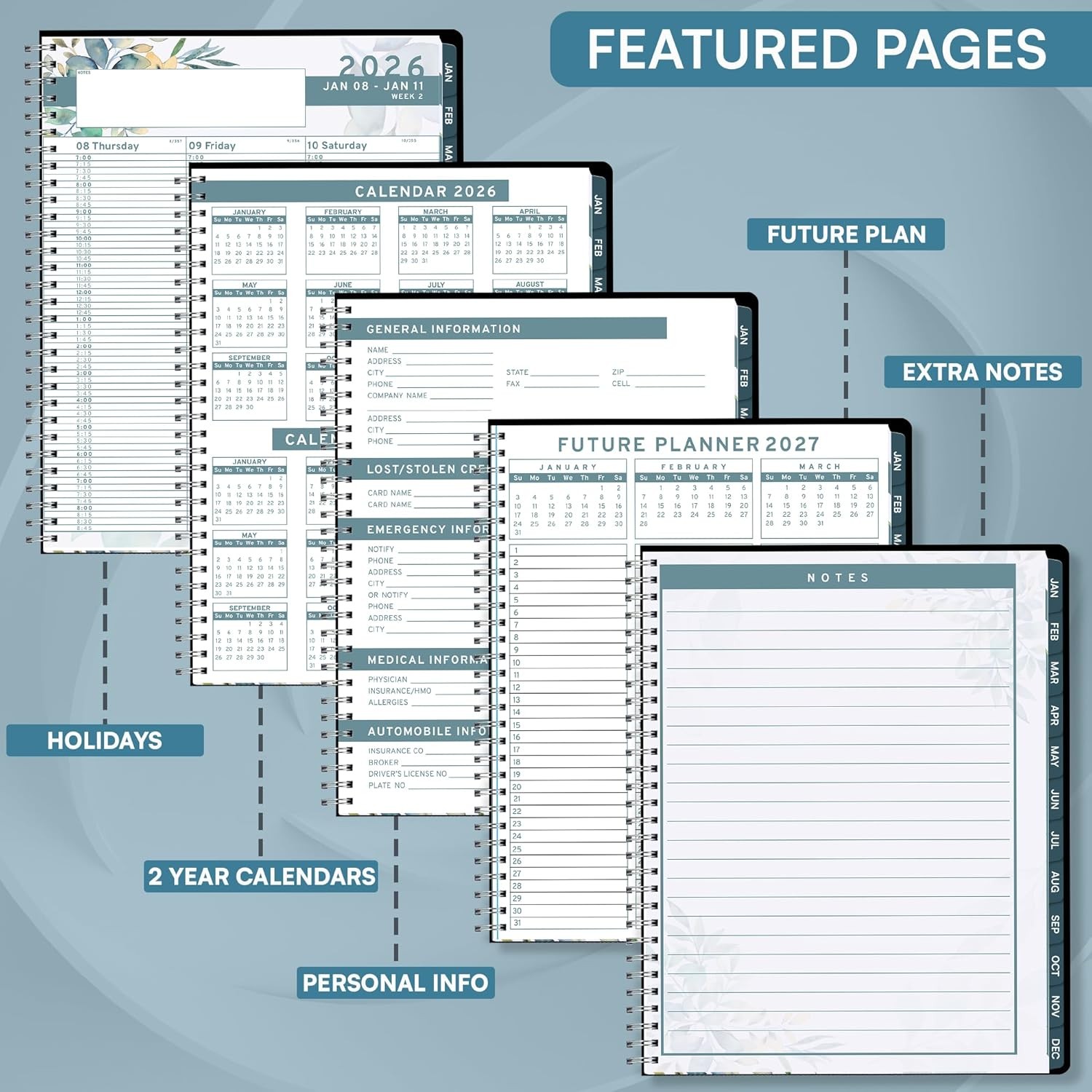 Ensight 2026 Appointment Book and Planner Ensight 6.5 x 8.5 inches Large Tabbed