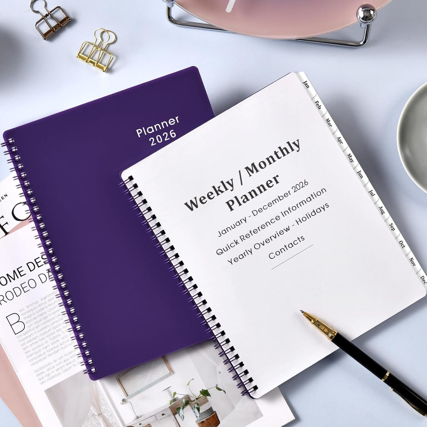 Elegant 2026 Planner – Weekly & Monthly Calendar with Waterproof Cover, 8”x10”