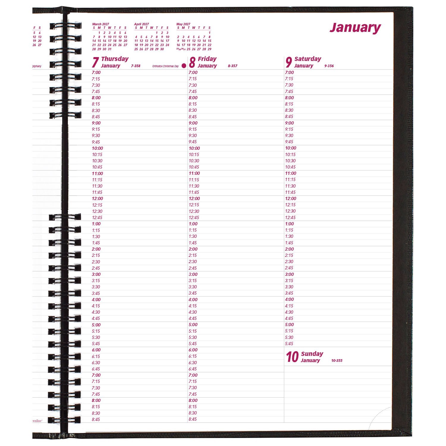 2025 Brownline CB950C.BLK CoilPRO Hard Cover Weekly Appointment Book, 8-1/2 x 11