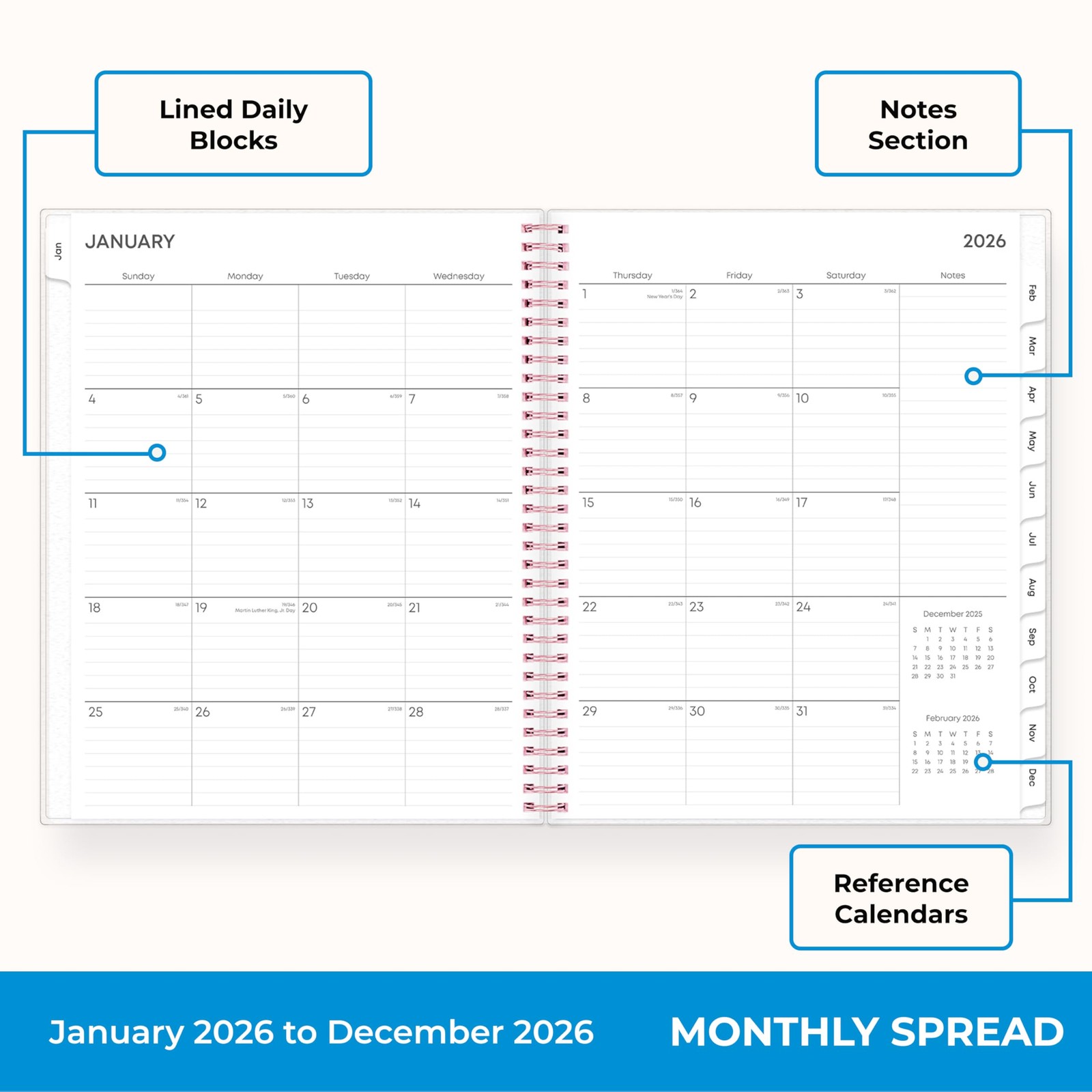 Blue Sky 2026 Weekly and Monthly Planner Calendar, 8.5″ x 11″, Joselyn- 2026