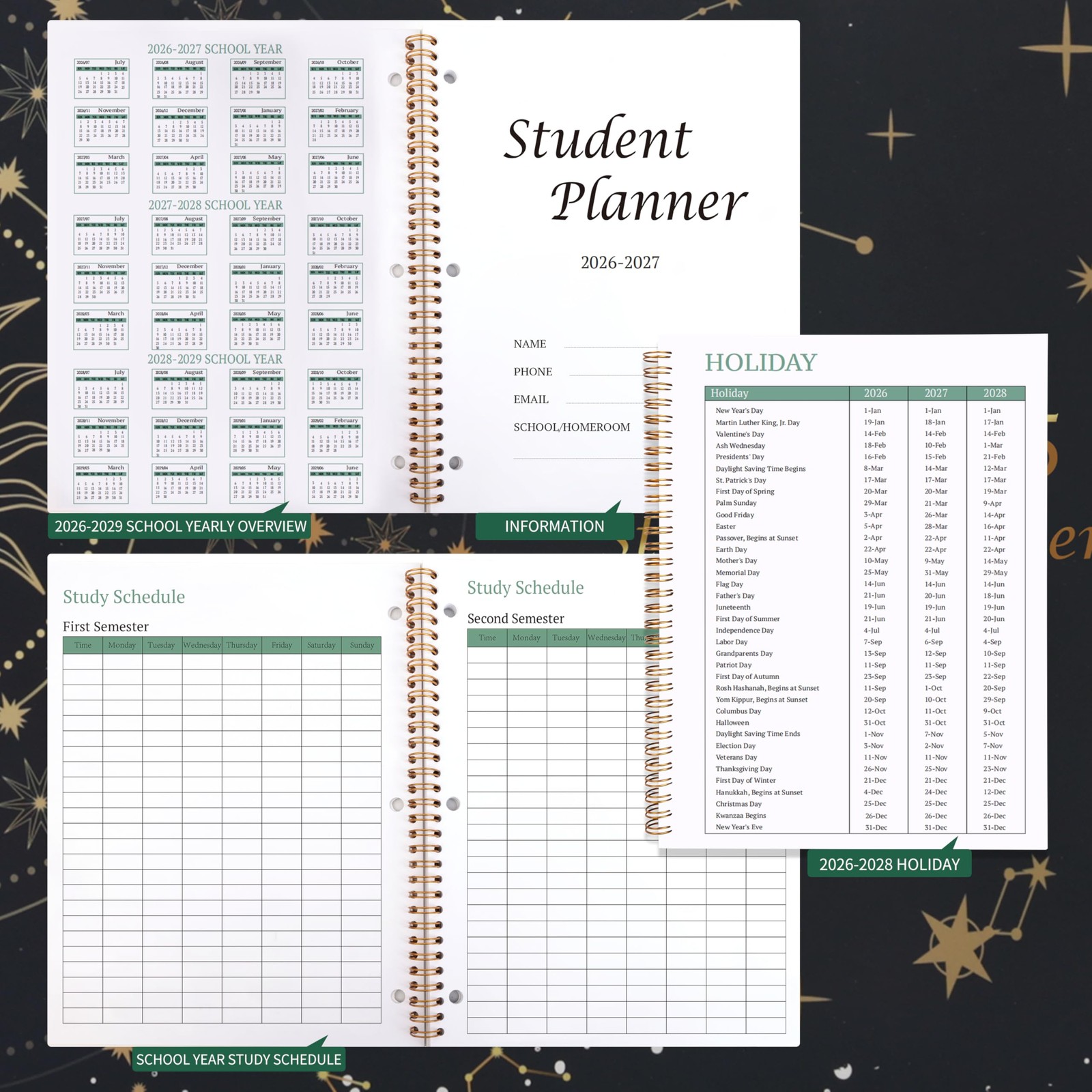 Student Planner 2026-2027 – Monthly and Weekly 8.2 x 10.7 inches, Dark-blue
