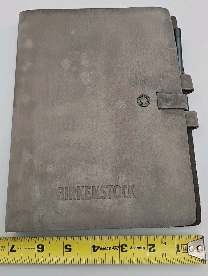 Birenstock Grey Leather Planner/Paper/Journal 9 1/2″x7″ Refillable And Keychain