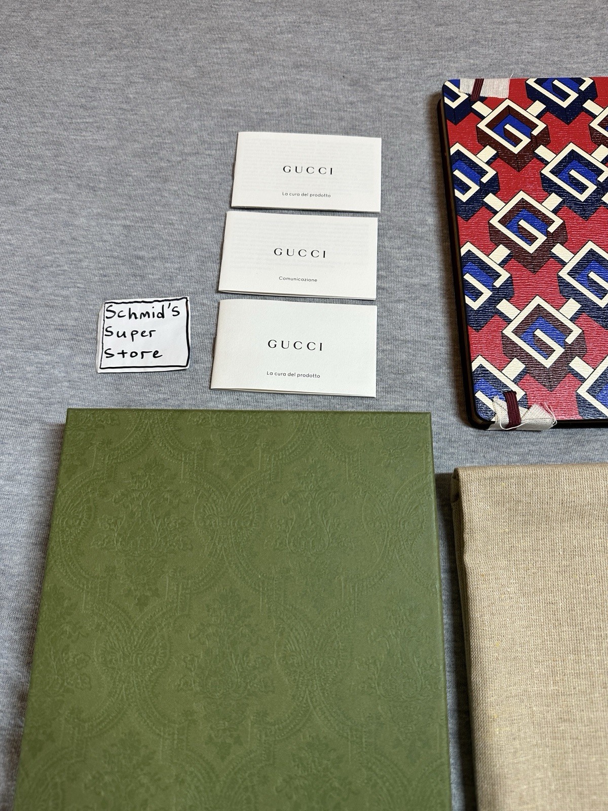 Authentic Gucci Luxury Notebook Journal Geometric G Red Blue New With Gift Box