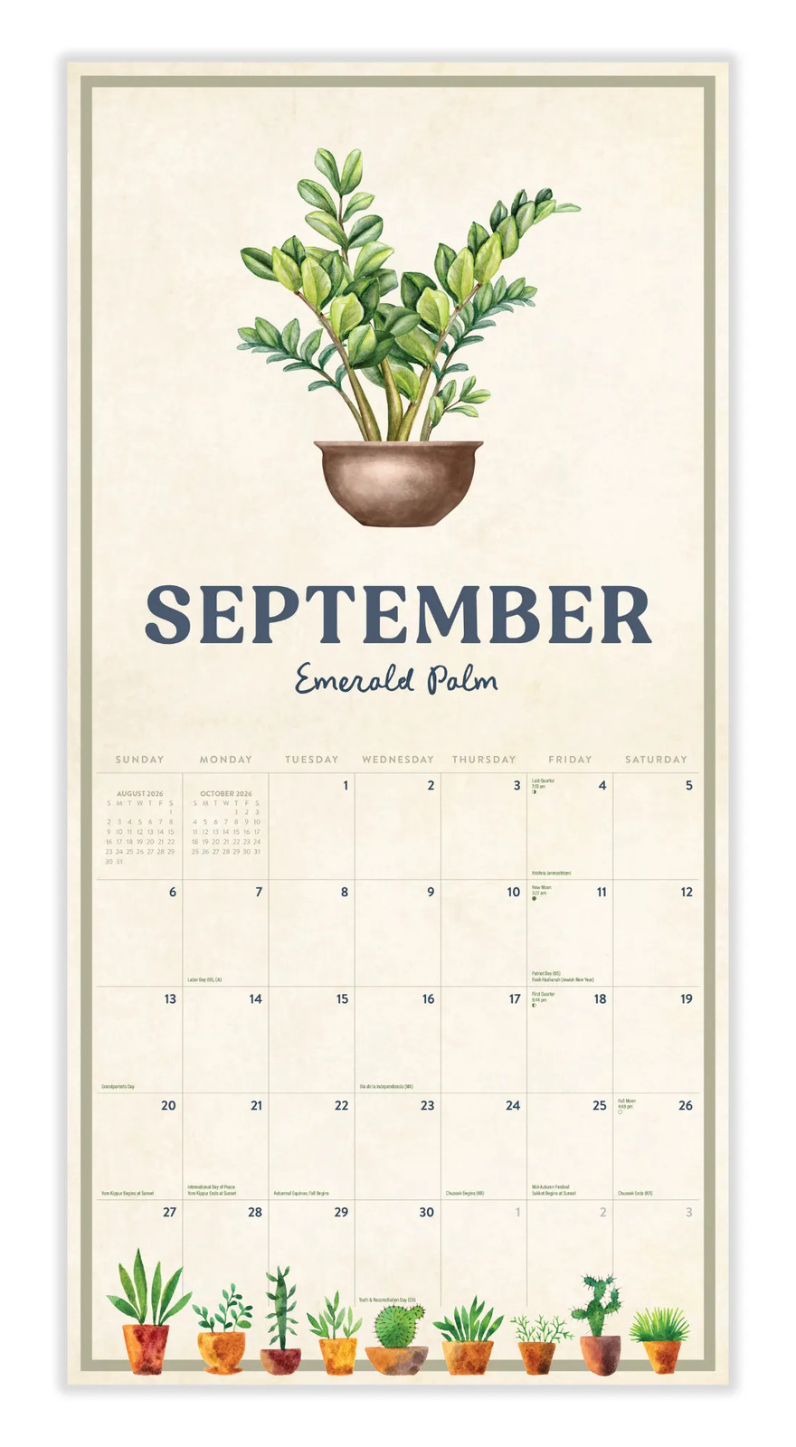 Houseplants Calendar 2026 | 12″ x 24″ 12 Month Calendar | Marble City Press