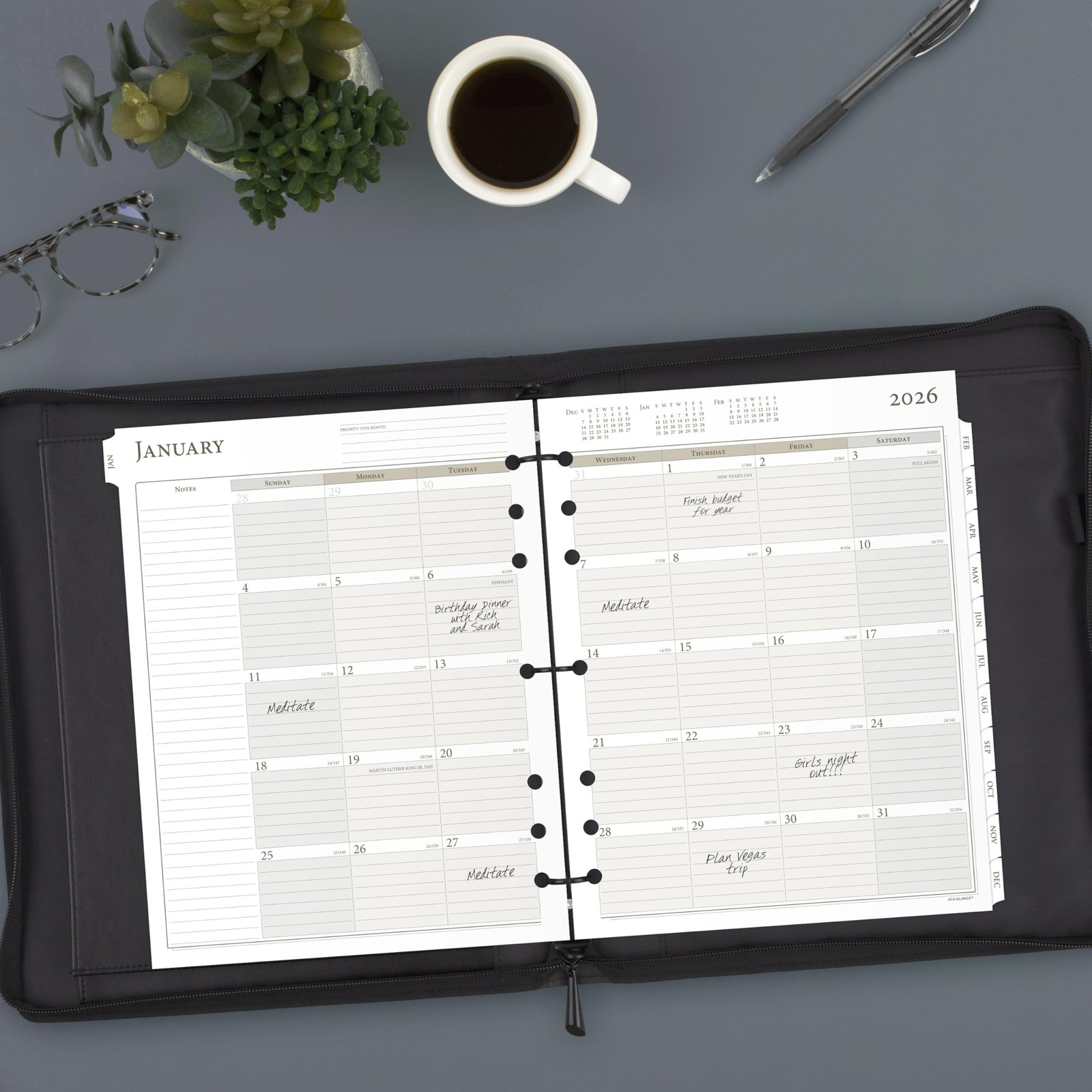 AT-A-GLANCE 2026 Planner Refill, Monthly, 8-1/2″ x 11″, Size 5 Folio, White