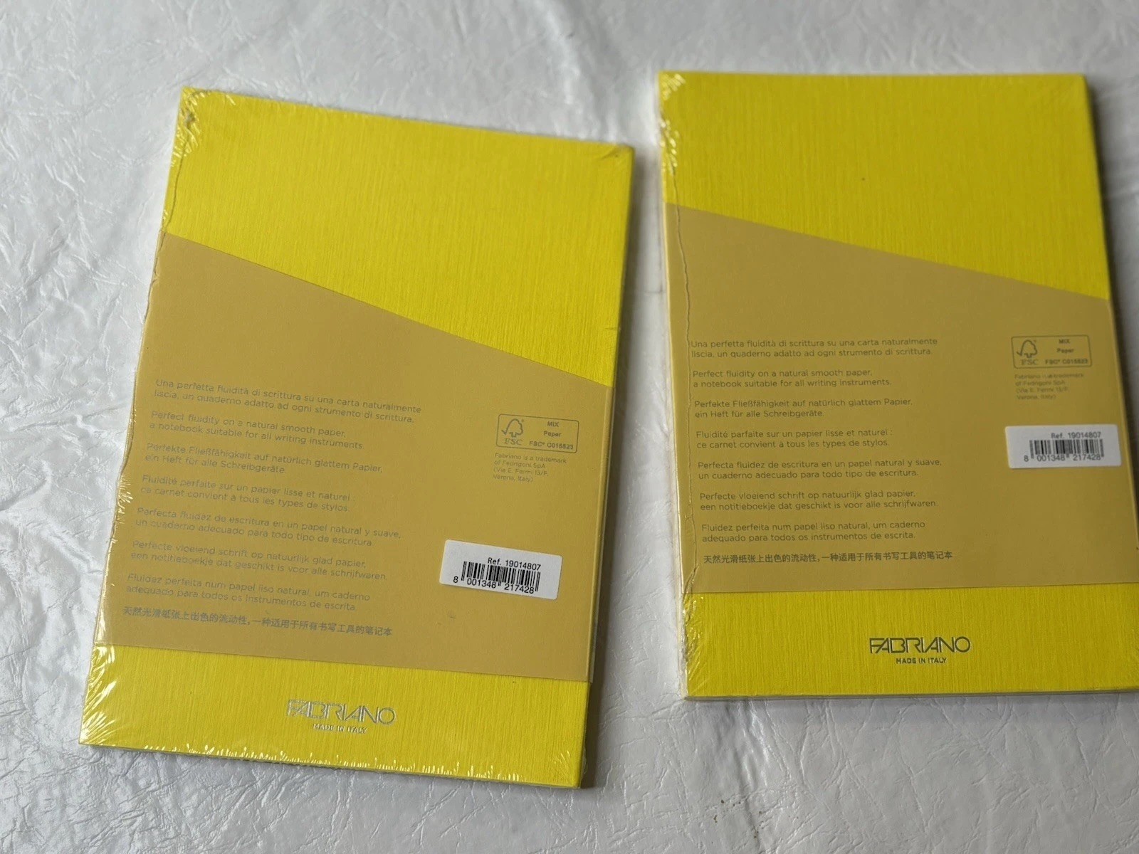 Fabriano Ecoqua Glue Bound Ruled Notebook Yellow 5.8″ x 8.3″ A5 NEW Sealed