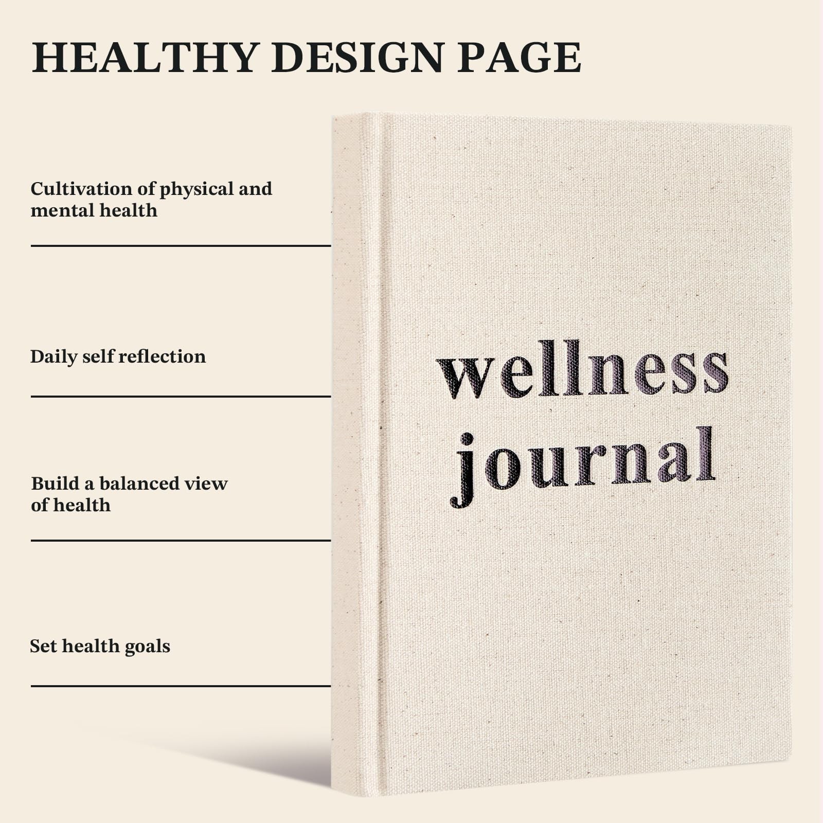 Wellness Journal Planner- Gratitude & Mindset Mental Health A5, khaki