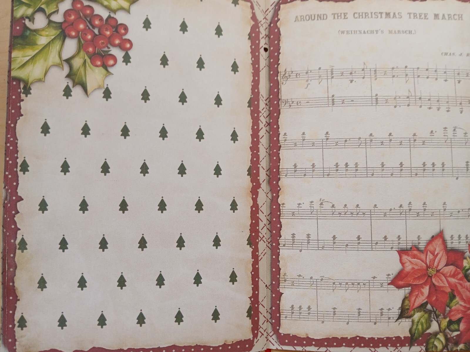 Junk Journal Blank Booklet “HOLLY JOLLY CHRISTMAS ” Lg 8.5″x5.5″ 40pgs