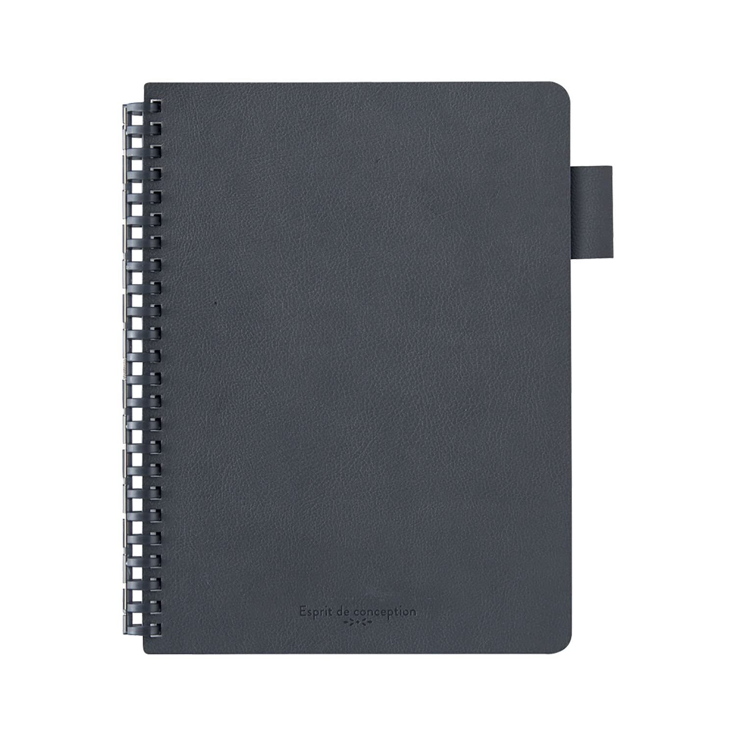 Lihit lab. Open Ring Notebook Synthetic Leather Cover A5 Gray N2993-27