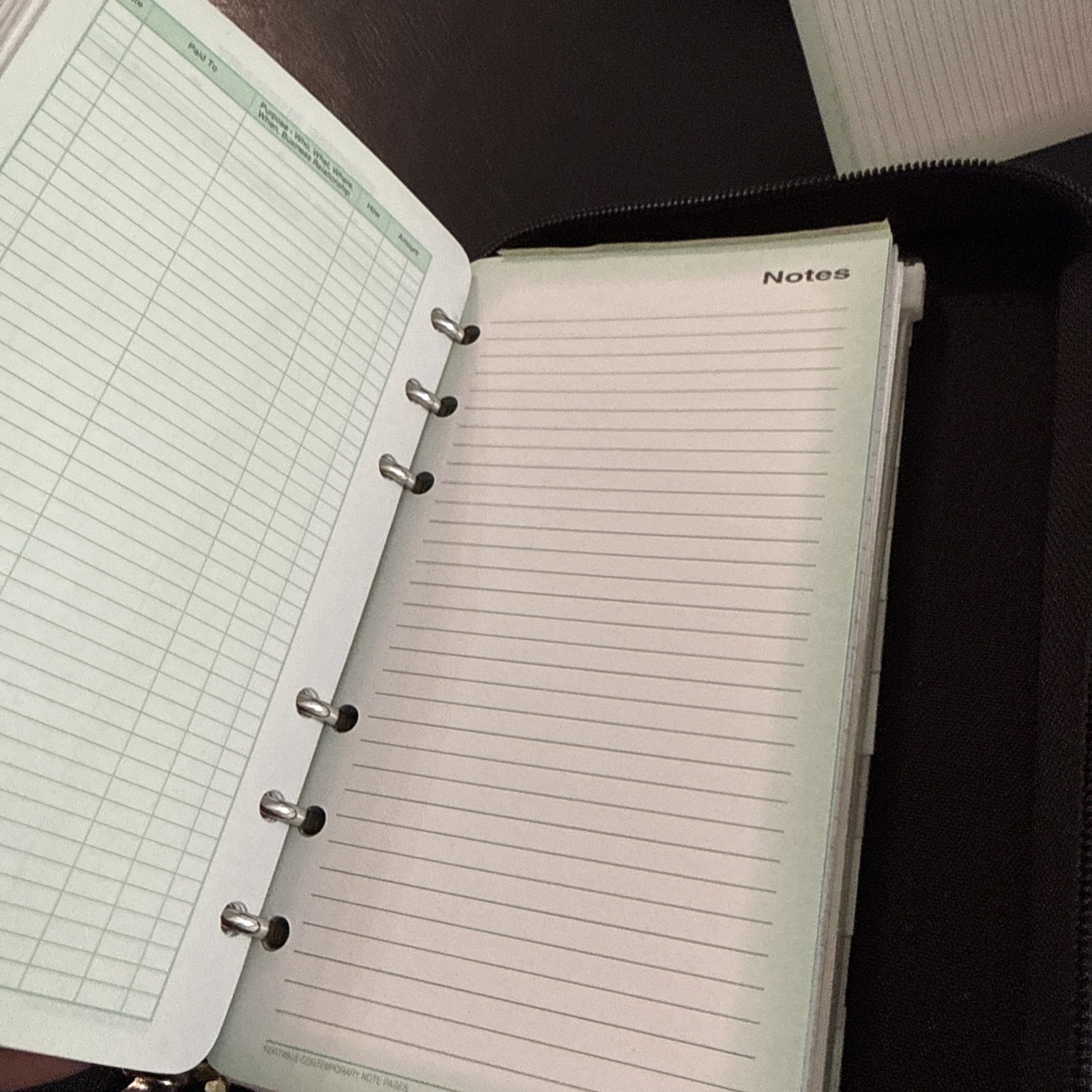 Day Timer Leather Zippered VTG Agenda Planner Address Book Pockets Black
