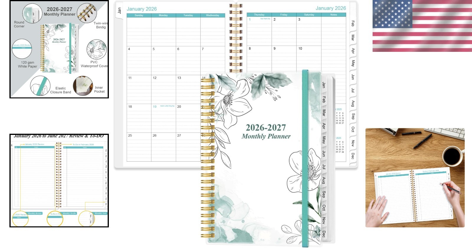 Portable 2026-2027 Planner: Ruled Pages, Inner Pocket & Twin-Wire Binding