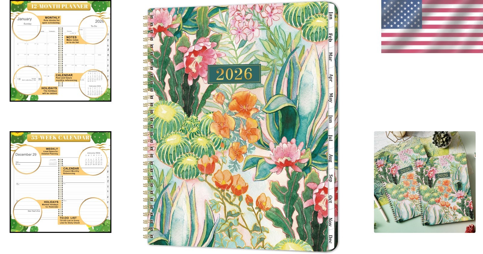 2026 Monthly and Weekly Planner: 9” x 11”, Inner Pocket & Yearly Overview