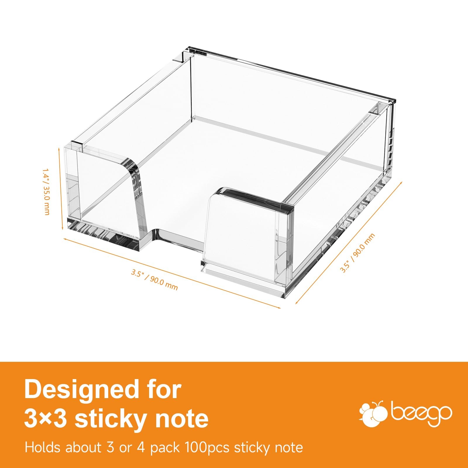 Beego Modern Elegant Crystal Clear Acrylic Sticky Note 3×3 inches,