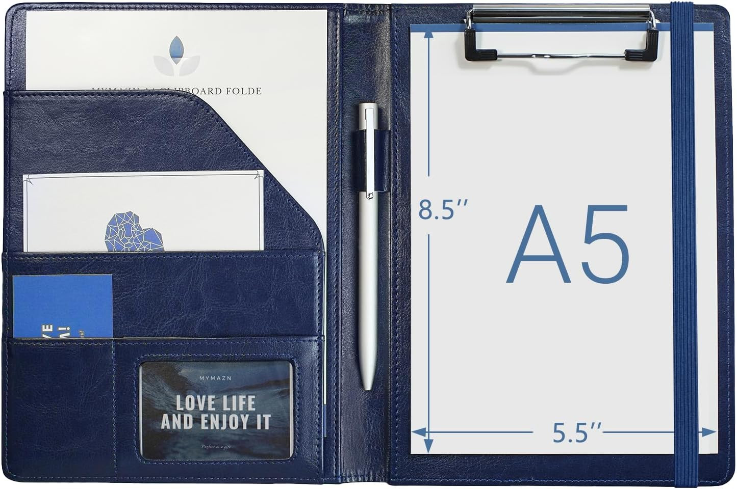 Small Padfolio Clipboard A5 Folder for Writing Pad Refillable 5 X 8 Note Pad, F