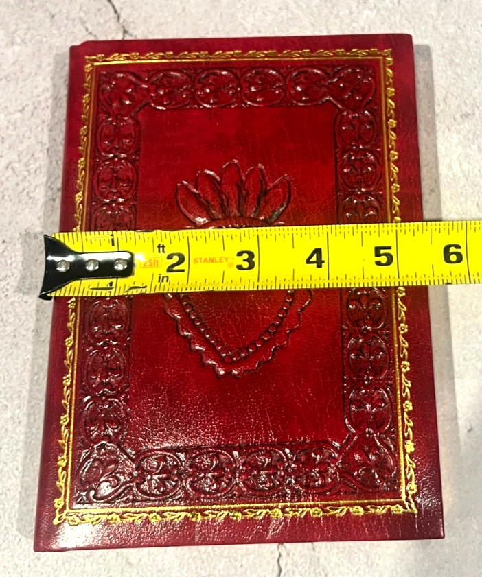 Fiorentina Italian Red Leather Journal Sacred Heart Embossed Gold Lined Notebook