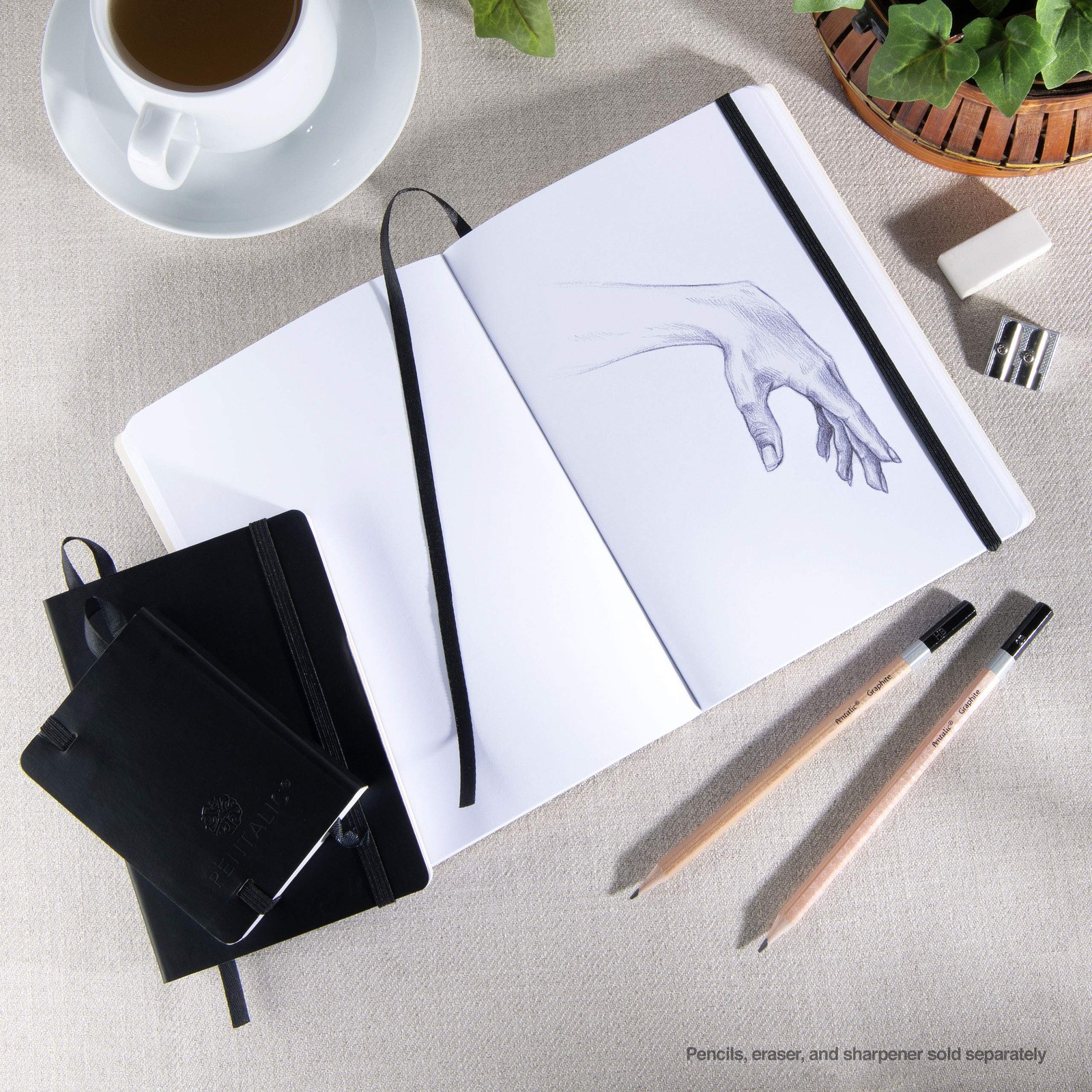 Pentalic 3″ x 4″ Pocket Sketchbook Traveler Journal, 160 Pages, Black
