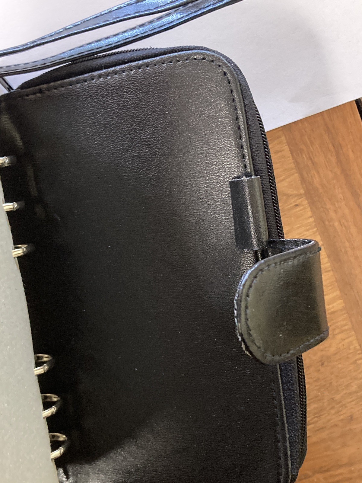 Vintage 90s Day Planner Organizer Y2K Binder Black Faux Leather Six Rings 5×7