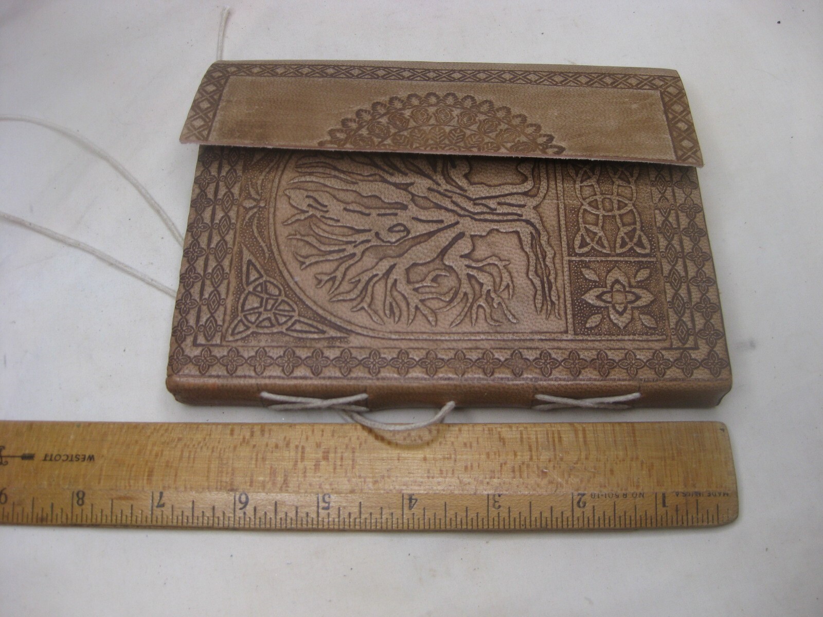 blank page journal leather tree detailed cover book unlined notebook sketchbook