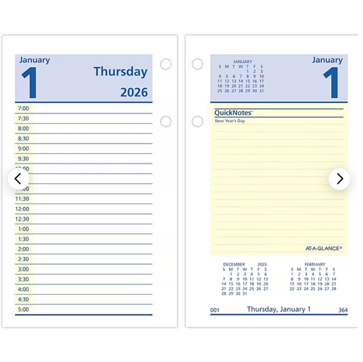 At-A-Glance 2026 Quick Notes E517-50 Daily Calendar Refill