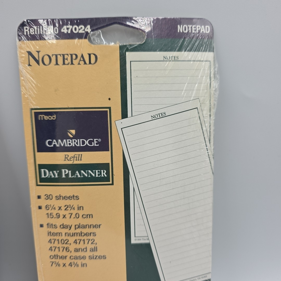 Mead Cambridge Refill Day Planner Daily 47006 Notepad 47024 Weekly 47054 1994
