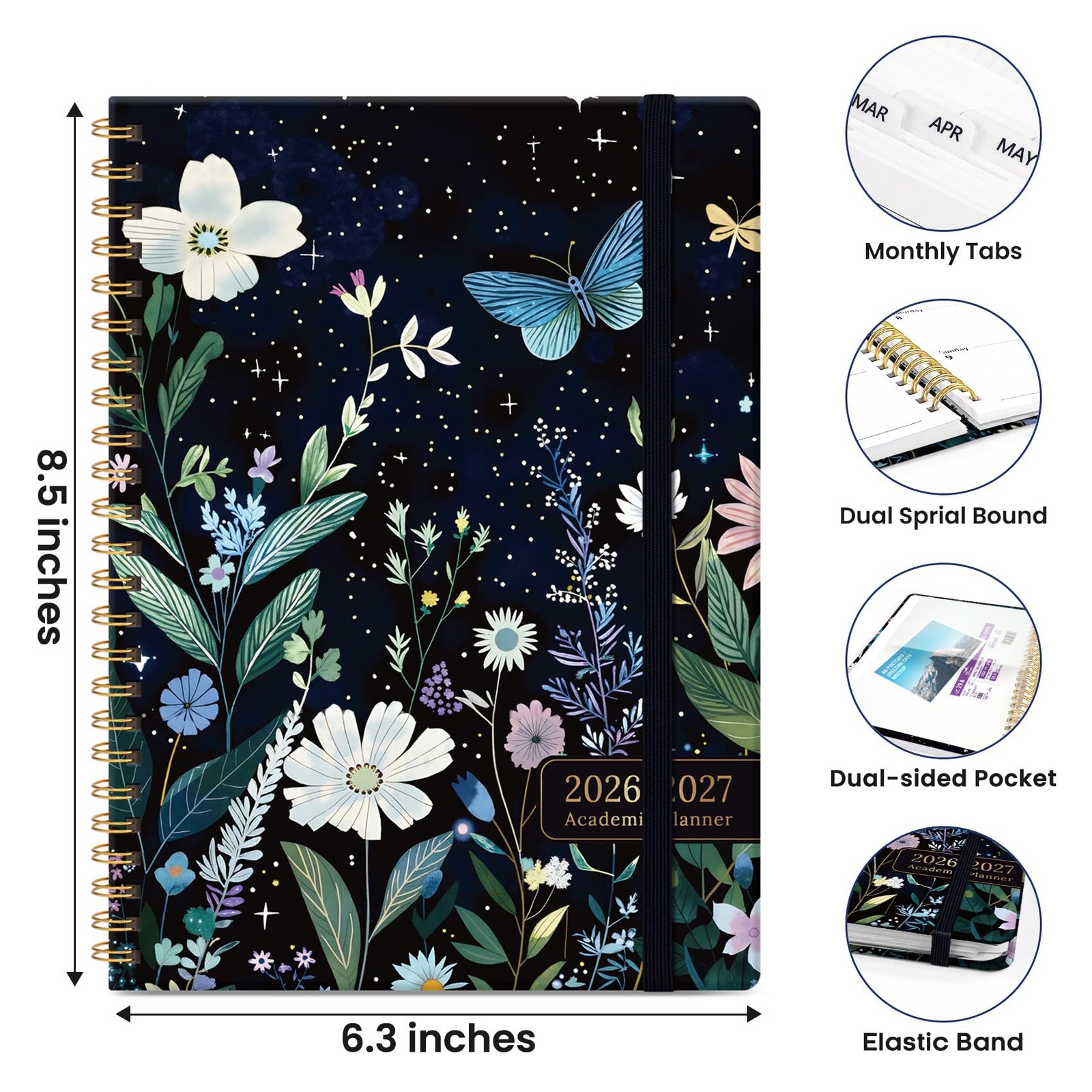 Planner 2026-2027, Hardcover Monthly and Weekly 6.3″x8.5″ (A5), Celestial