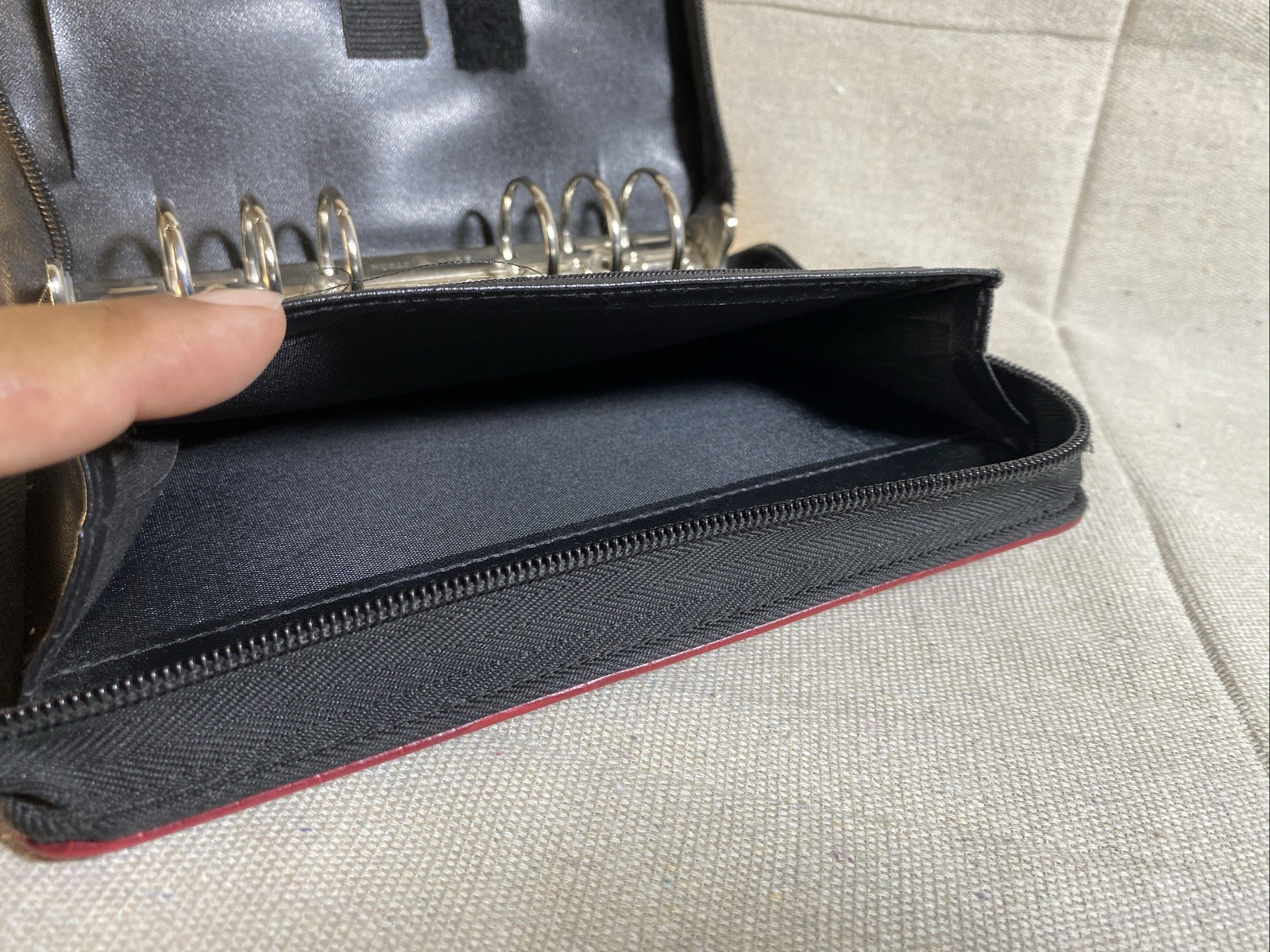 Day Runner Burgundy/Red Faux Croc Zip Planner Binder Organizer Wallet 6 Ring Vtg