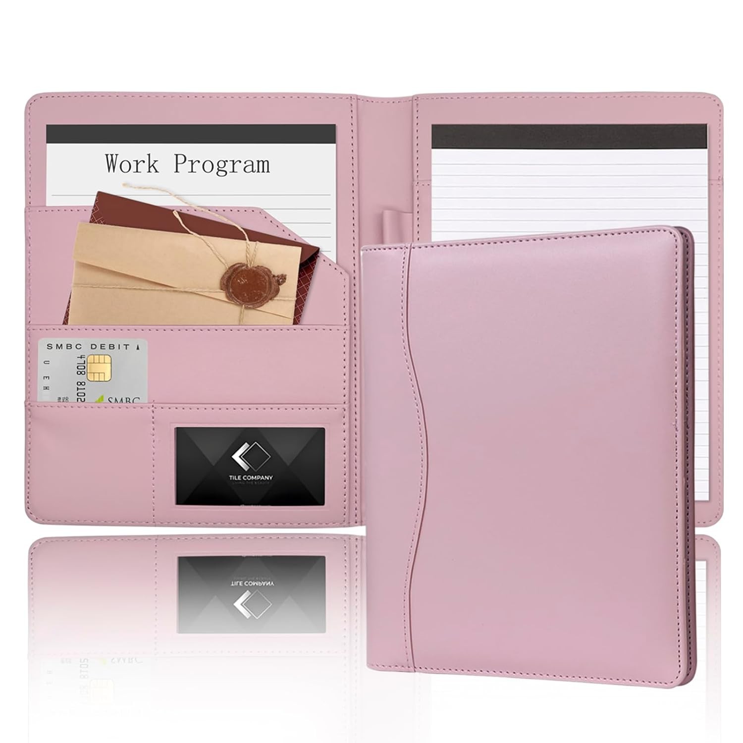Mini Soft Leather A5 Business Portfolio Binder 5 x 8 inches Leather Padfolio