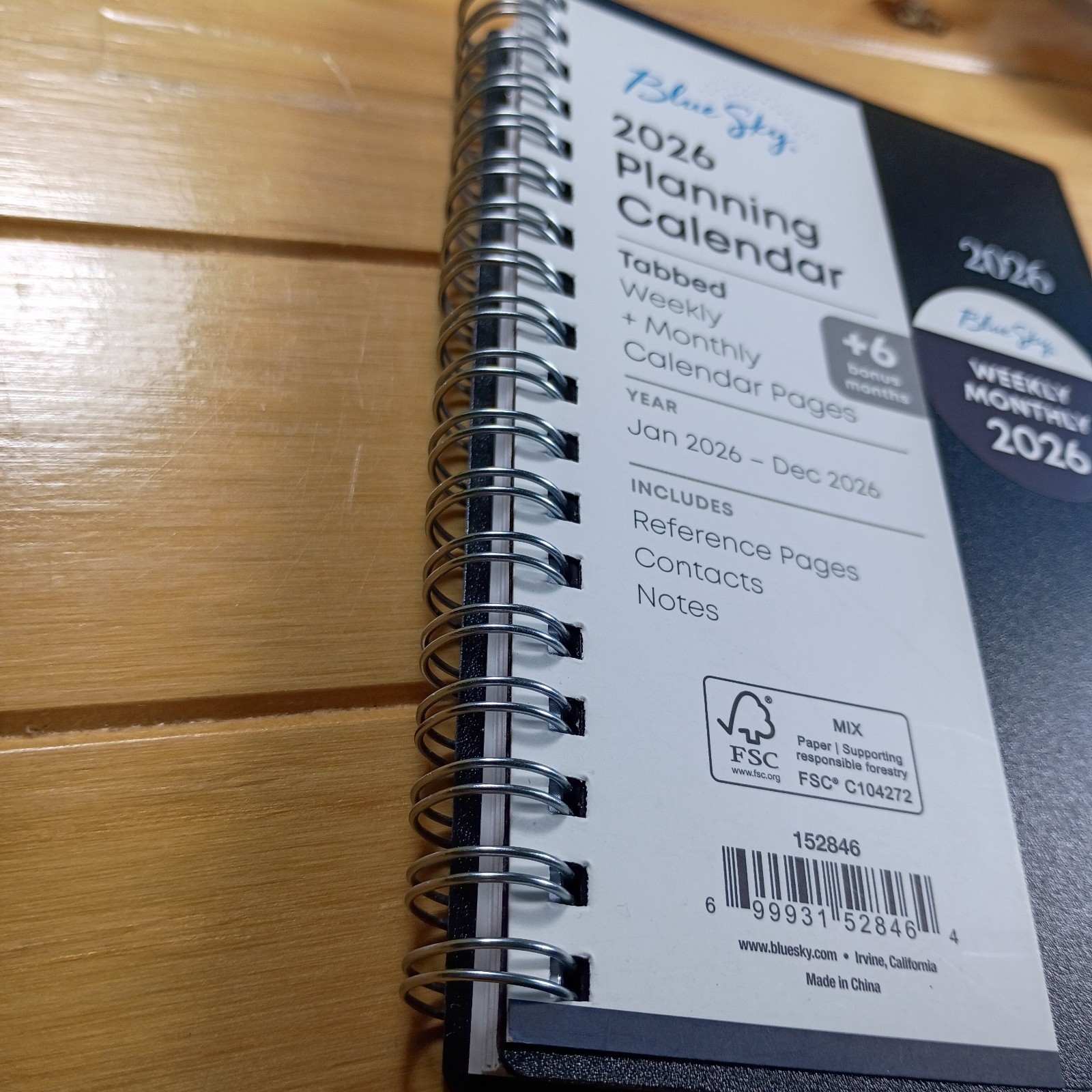 Blue Sky 2026 Planning Calendar,Spiral-Bound Organizer,WeeklyMonthly,Pocket Size