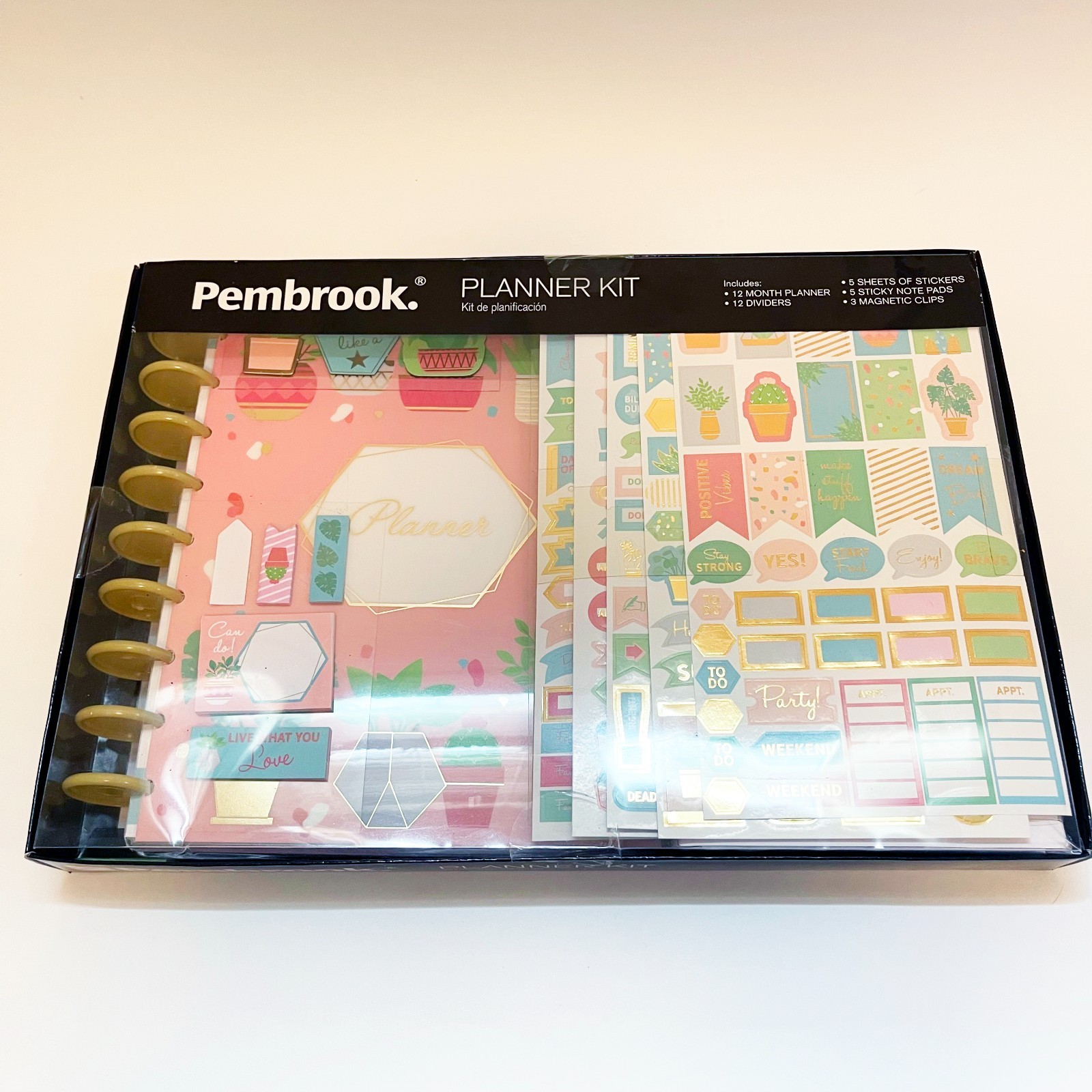 Pembrook Planner Kit 12 Month Planner Stickers Dividers Clips Notes New DIY