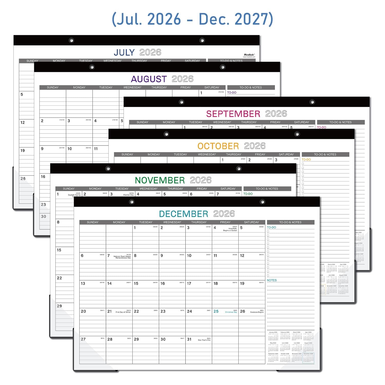 2026-2027 Desk Calendar – 17″ x 12″ 2026-2027, x 12″, Gray