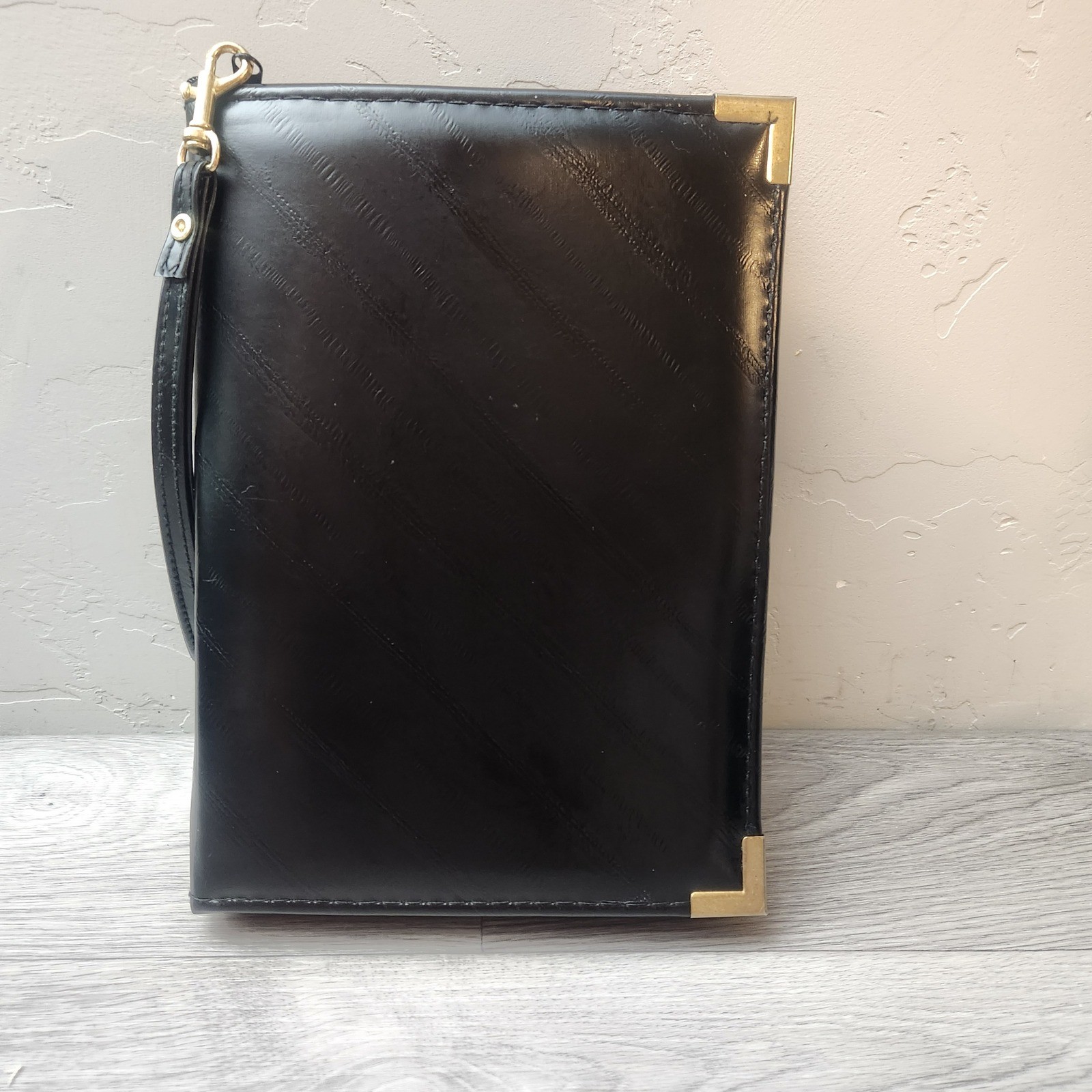 Black Planner Binder Small Vintage Gold Corner Tone Zip Portfolio Appointments