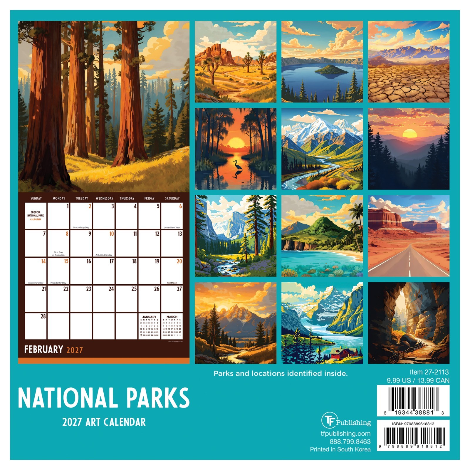 2027 National Parks-Art Mini Calendar