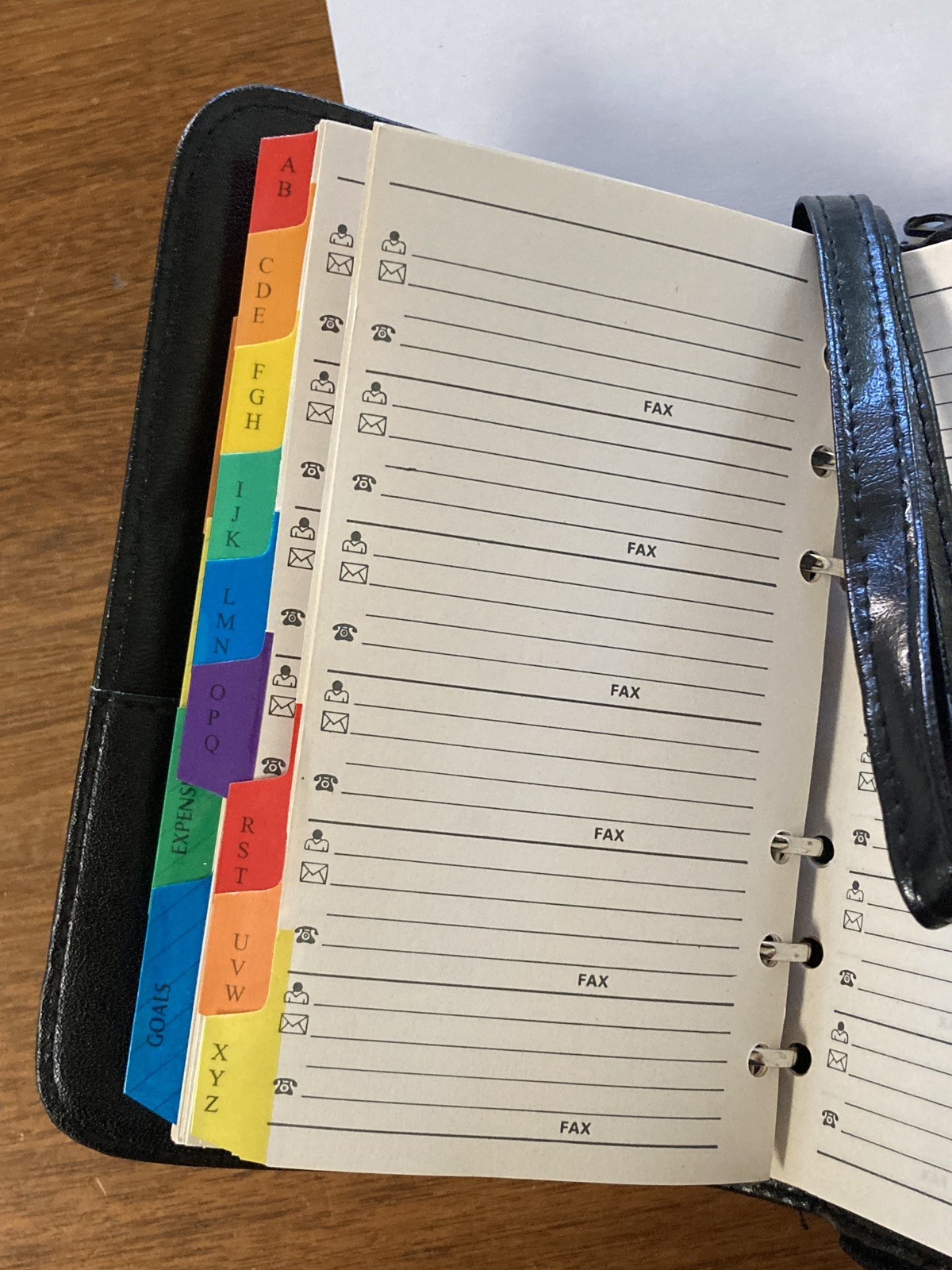 Vintage 90s Day Planner Organizer Y2K Binder Black Faux Leather Six Rings 5×7