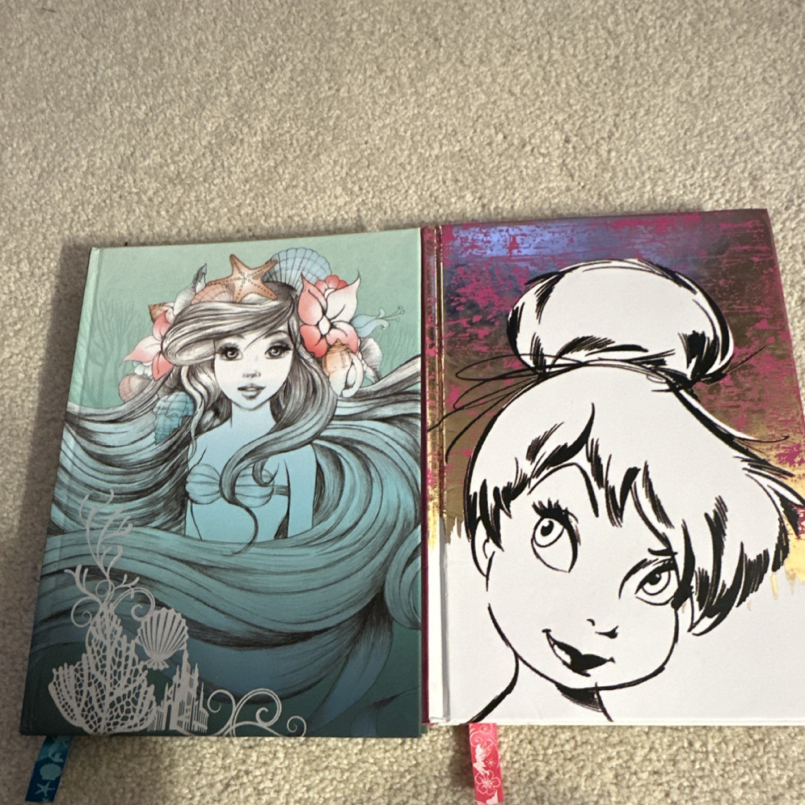 Disney Ariel & Tinker Bell Illustrated Blank Journals Cardboard Cover