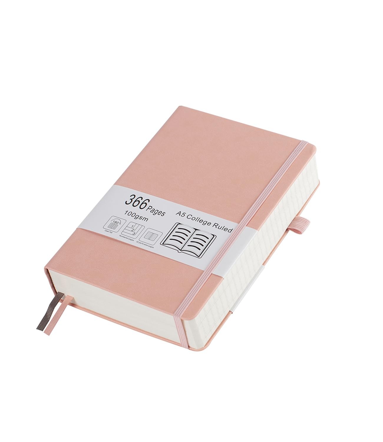 College Ruled Notebook with 366 Numbered Pages, A5 Journals 5.7″x8.3″ Pink