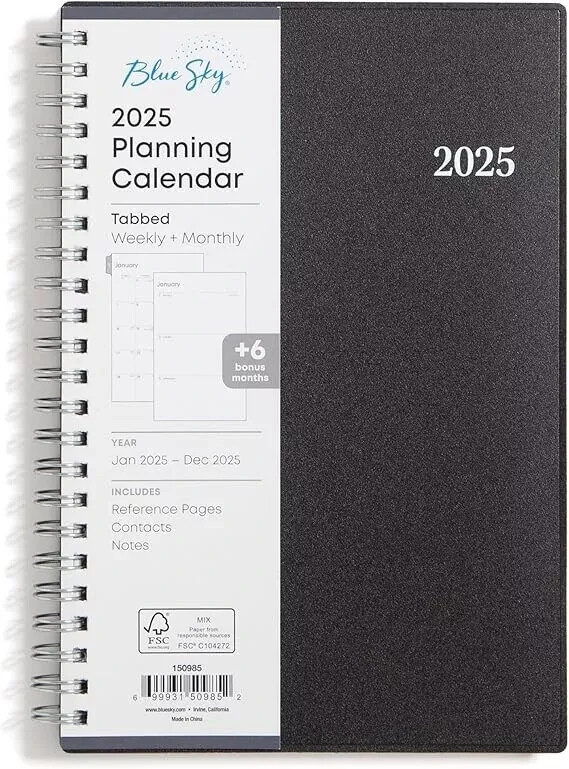 Blue Sky 2025 Weekly and Monthly Planner , January 2025 – December 202