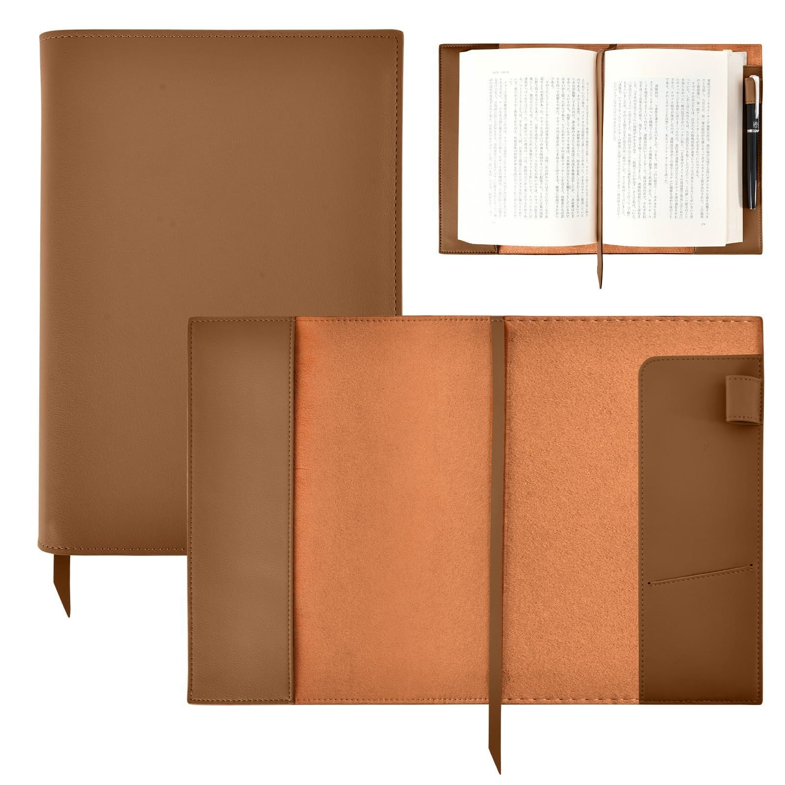 A5 Leather Book Cover Waterproof Brown Reference & Literature Compatible Used