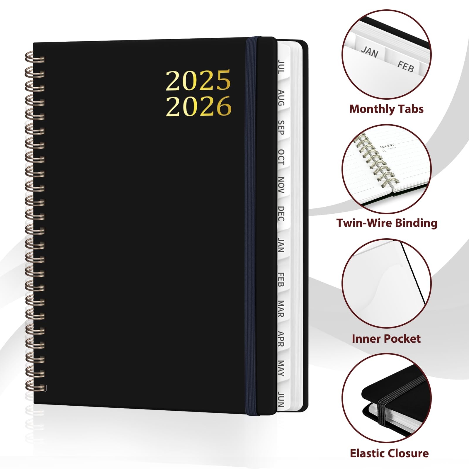 Teacher Student Planner 2025 2026, Hard Cover Organizer, Black