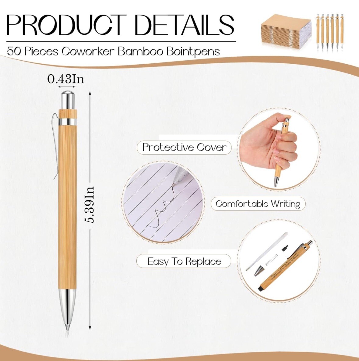 50 Sets Pocket Notebook with Pens Set Bulk Small Memo Notepad with Bamboo Pens
