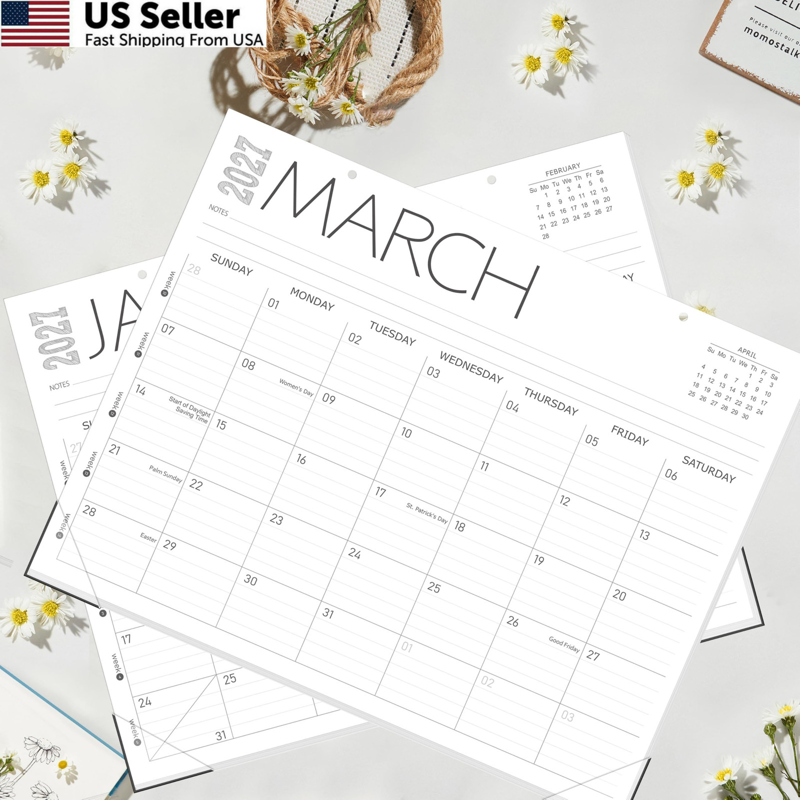 GuassLee Desk Calendar 2026, 12-Month 14″x11″, Jun White 12 month